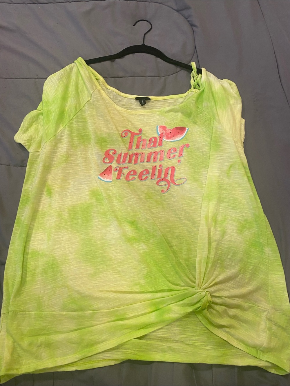 torrid Neon Lime Tie-Dye 'That Summer Feelin'' Twist Front Tee